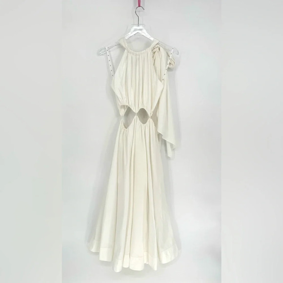 Aje Revolve Henriette Tie-Neck Halter Cut-Out Waist Midi Dress Small Ivory - Picture 12 of 15